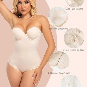 Slimers Strapless Shapewear Seamless Bodysuit